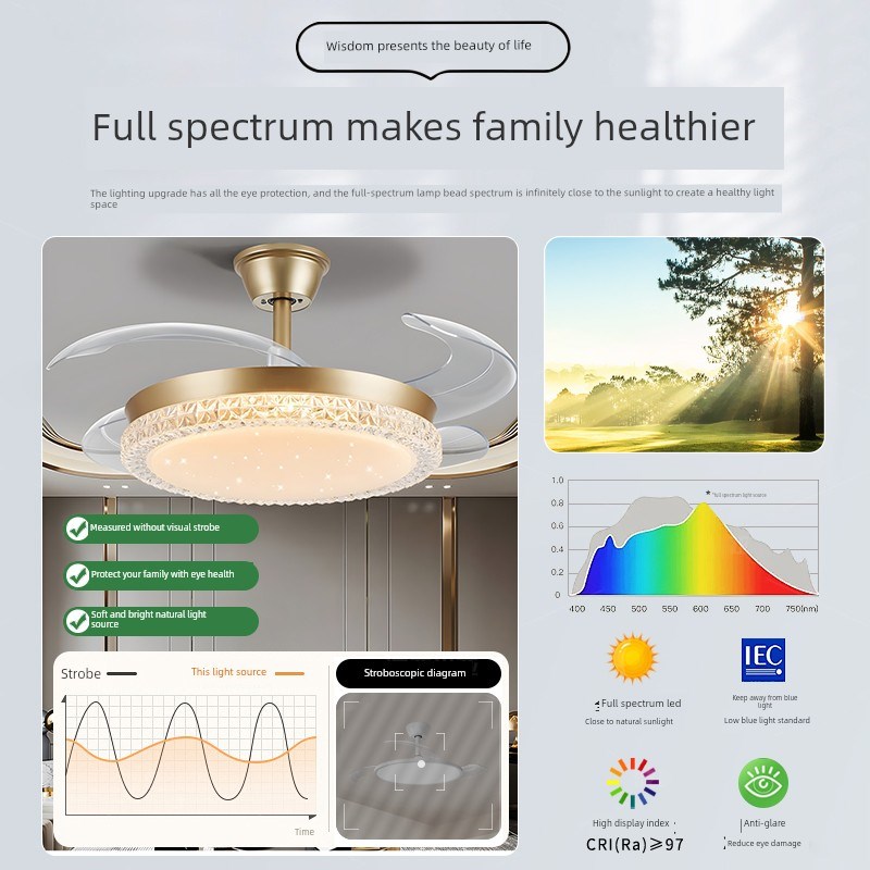 顾家隐形风扇灯智能变频吊扇灯餐厅卧室客厅家用一体led带风扇