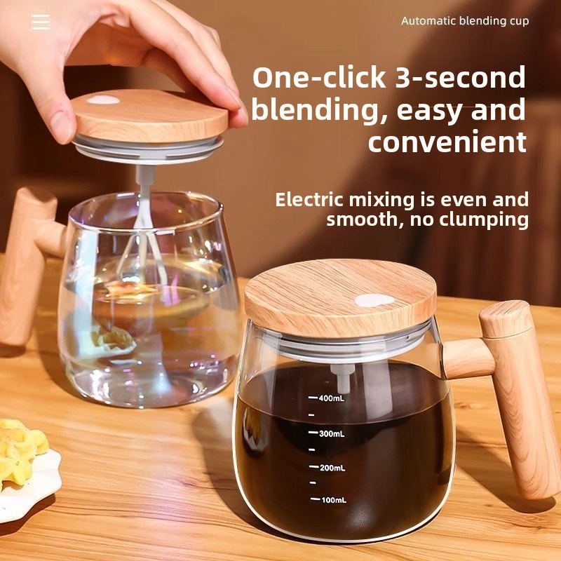 自动搅拌杯,新型全自动搅拌杯,电动咖啡杯,带刻度玻璃,可充电便携