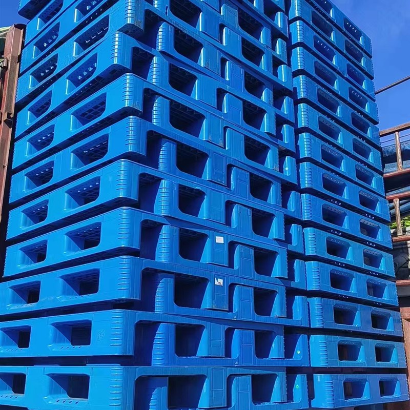 二手塑料托盘川字网格1200*1000*15CM带8条钢管89成新塑胶卡板