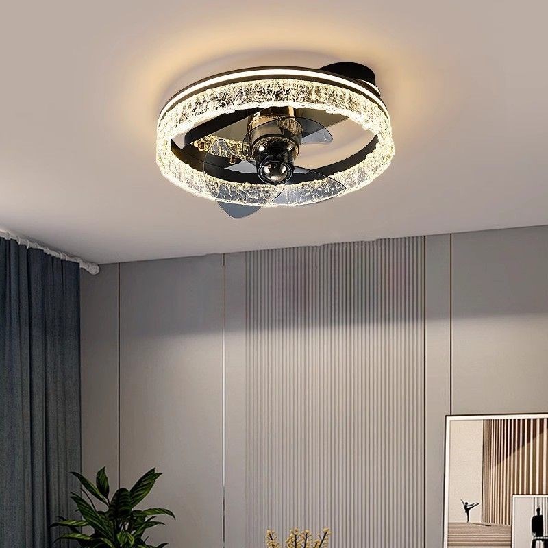 【冰裂纹美观】卧室风扇灯现代轻奢餐厅高端智能电扇灯冰裂纹吸顶