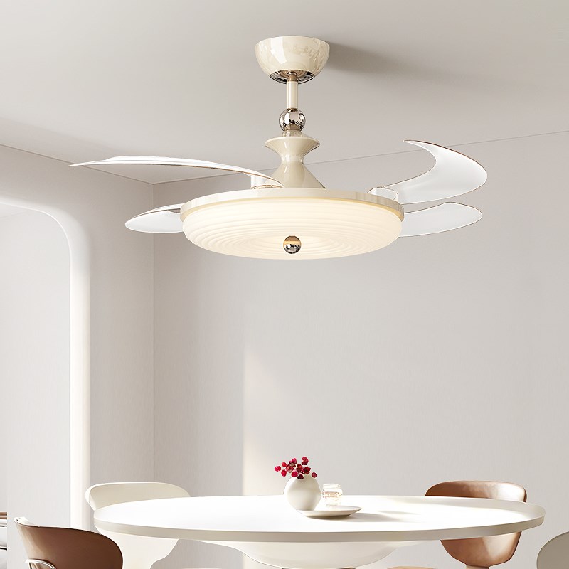 餐厅风扇灯2025新款奶油风隐形静音一体电扇灯护眼书房卧室吊扇灯