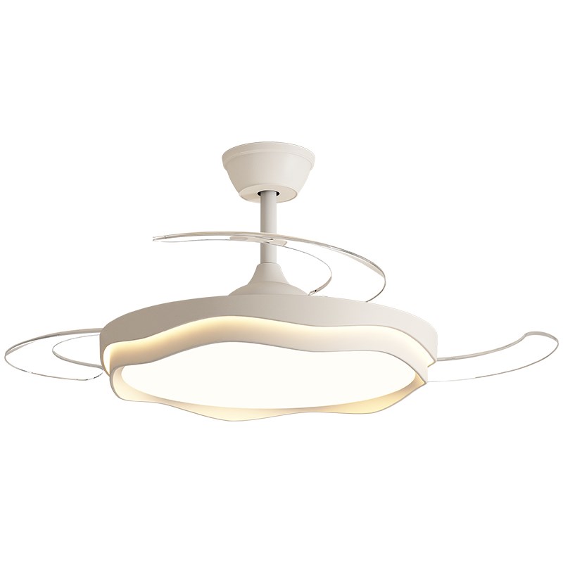 2024新款极简吊扇灯奶油风吸顶灯家用餐厅卧室书房静音隐形风扇灯