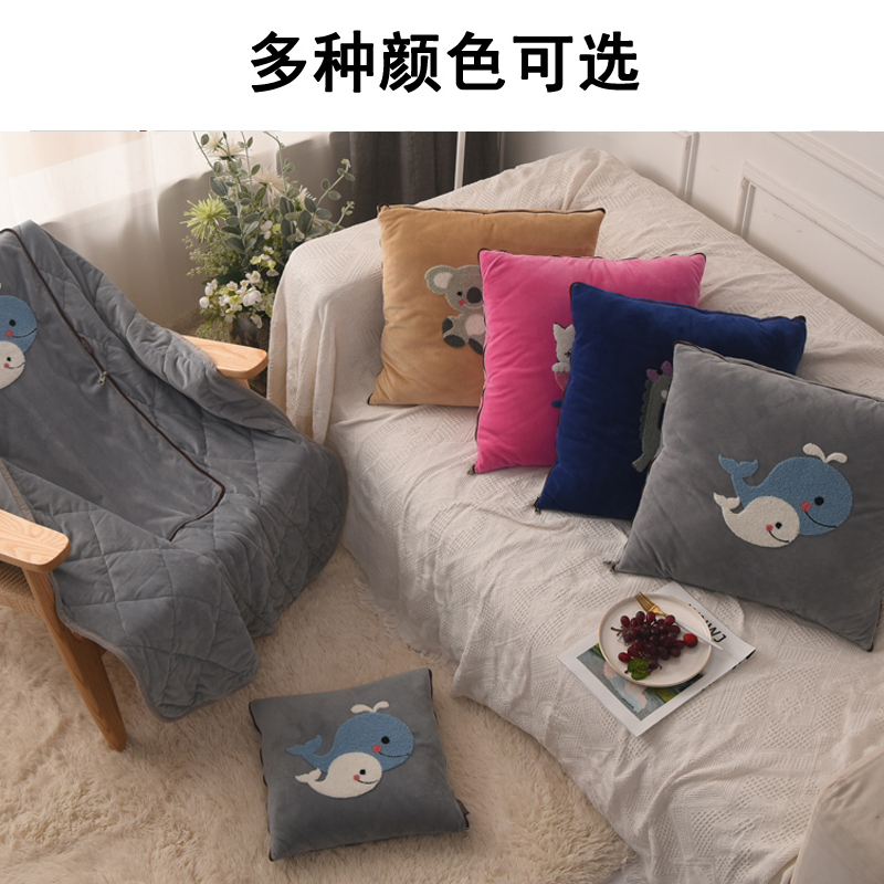 车用抱枕被子两用珊瑚绒汽车载车内空调被多功能T折叠加厚车上一