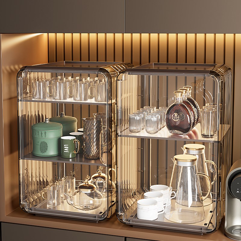 茶具收纳盒透明放功夫茶杯茶壶z杯架酒杯防尘杯子收纳架置物架子