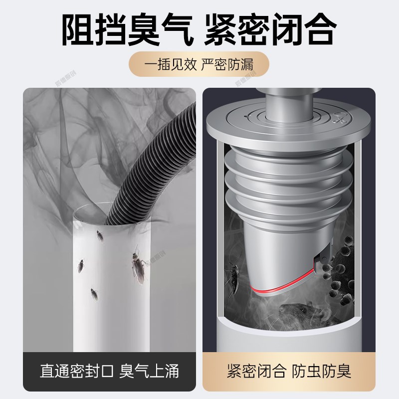 洗衣机下水排水管地漏接头防反臭密封塞圈下水道防返臭封口盖堵口