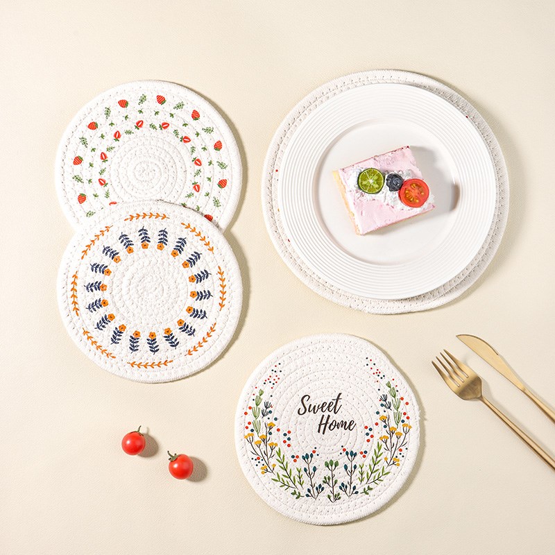 棉线隔热垫编织餐垫高级感北欧防热垫家用杯垫碗垫盘子垫珐琅锅垫