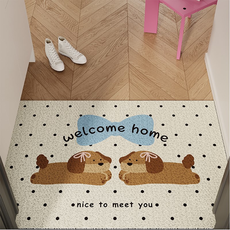 韩式可爱小狗入户地垫丝圈防滑脚垫毯进门垫子玄关门口门外可裁剪