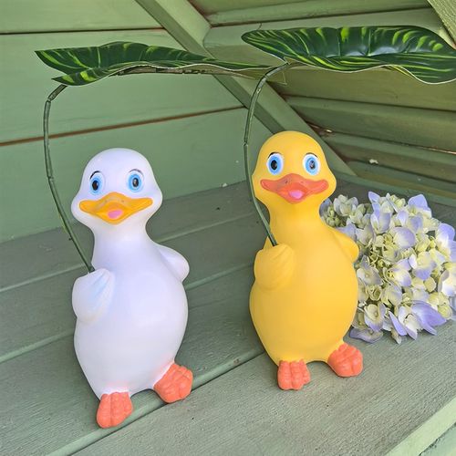 撑伞树叶小白鸭小黄鸭树脂摆件桌面阳台庭院户外造景装饰工艺品