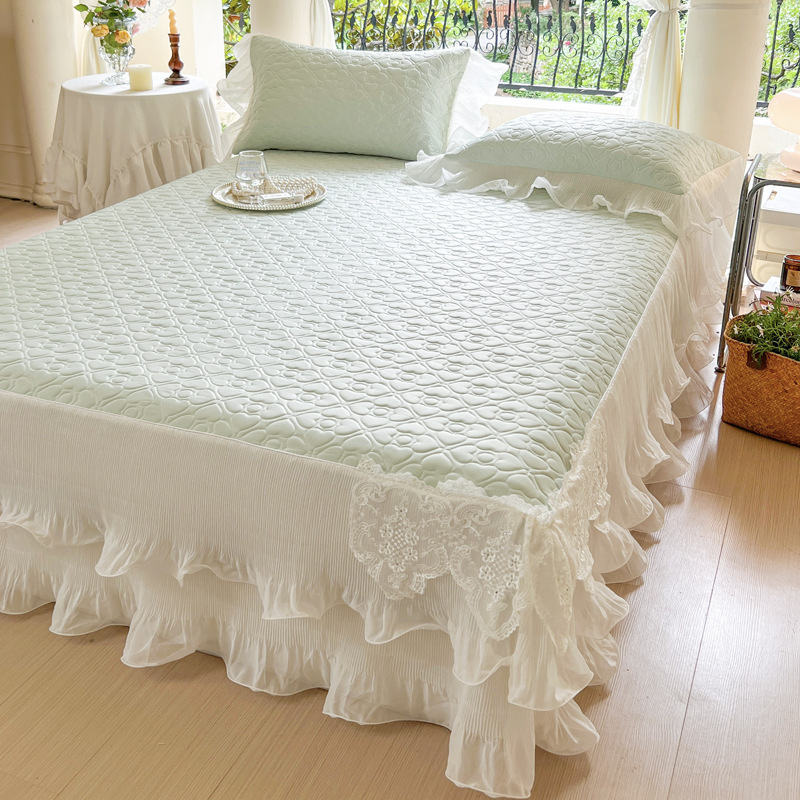 仙美床裙款凉感丝乳胶凉席1.5m1.8三件套冰丝席空调软席2.0床少女