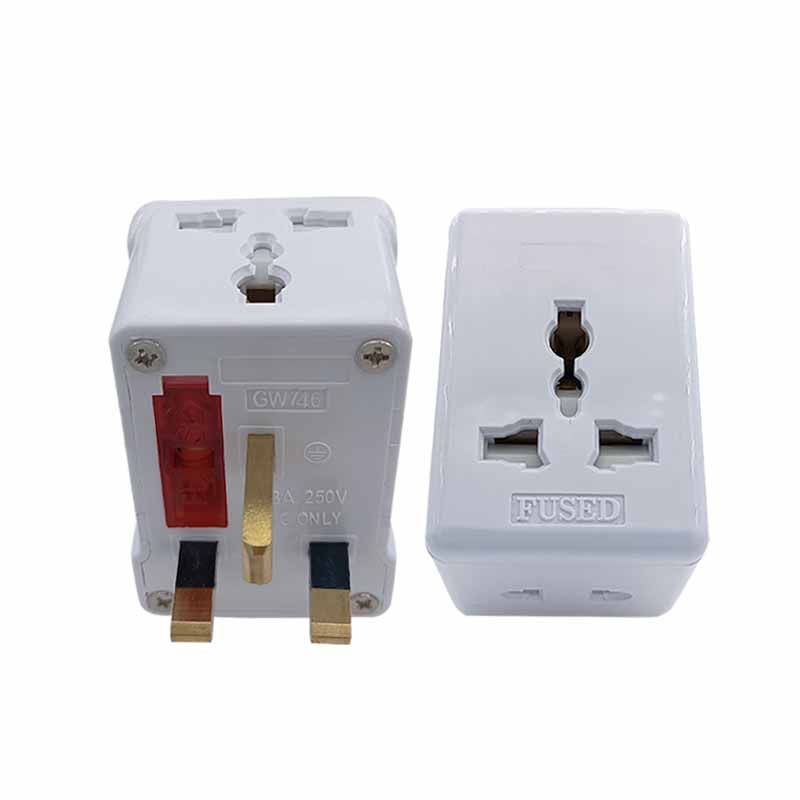 250V13A英规一转三孔多用插座 英标带保险管万能转换插头带保险管