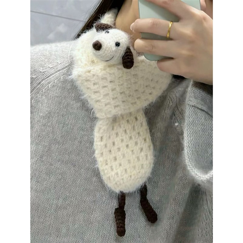 手工编织围巾diy材料包毛线钩针小狗围巾史努比送女男朋友礼物