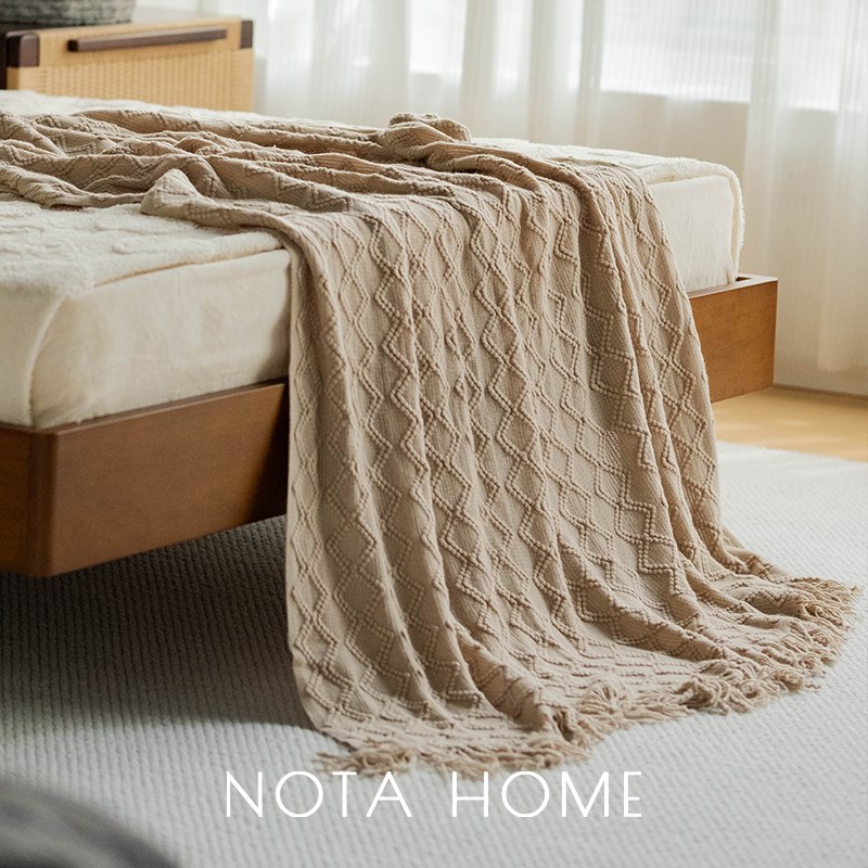 中古风沙发毯新房软装空调毯夏季午睡毯拍照背景毯酒店床尾巾搭毯