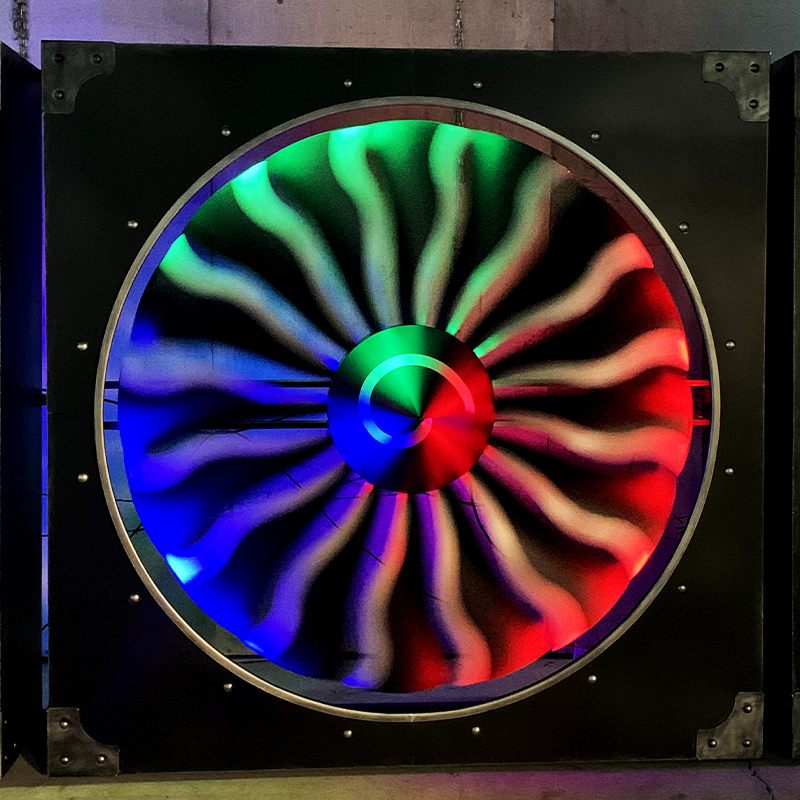 复古工业风酒吧飞机引擎涡轮风扇车灯铁艺全彩背景氛围灯壁挂装饰