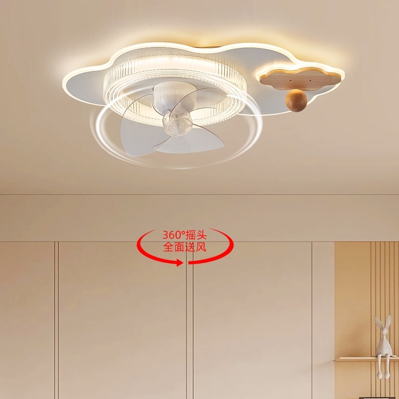 儿童风扇灯2025新款摇头家用一体静音智能卧室电风扇灯儿童房灯具