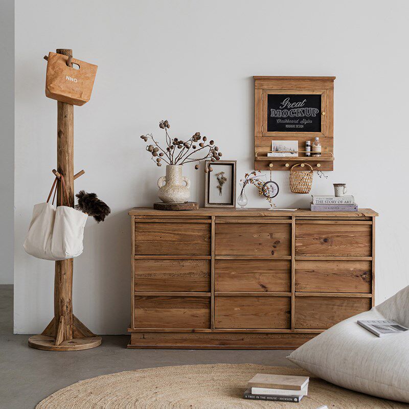 润家家居实木电表箱装饰画可挂墙小黑板餐饮奶茶店原木色装饰板子