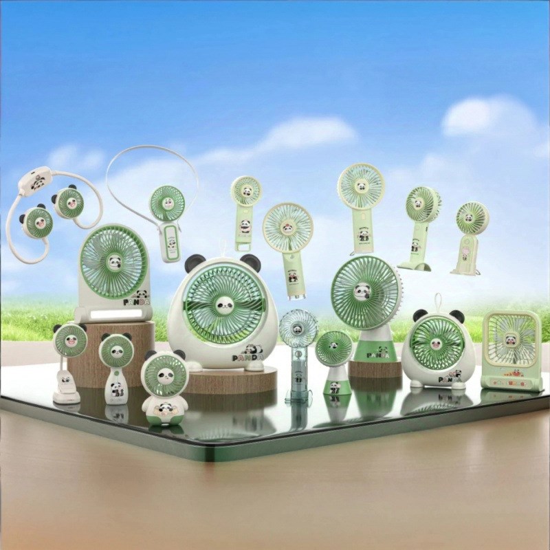 美丽双迷你卡通熊猫可携式手持小风扇桌面桌面台式USB充电电风扇