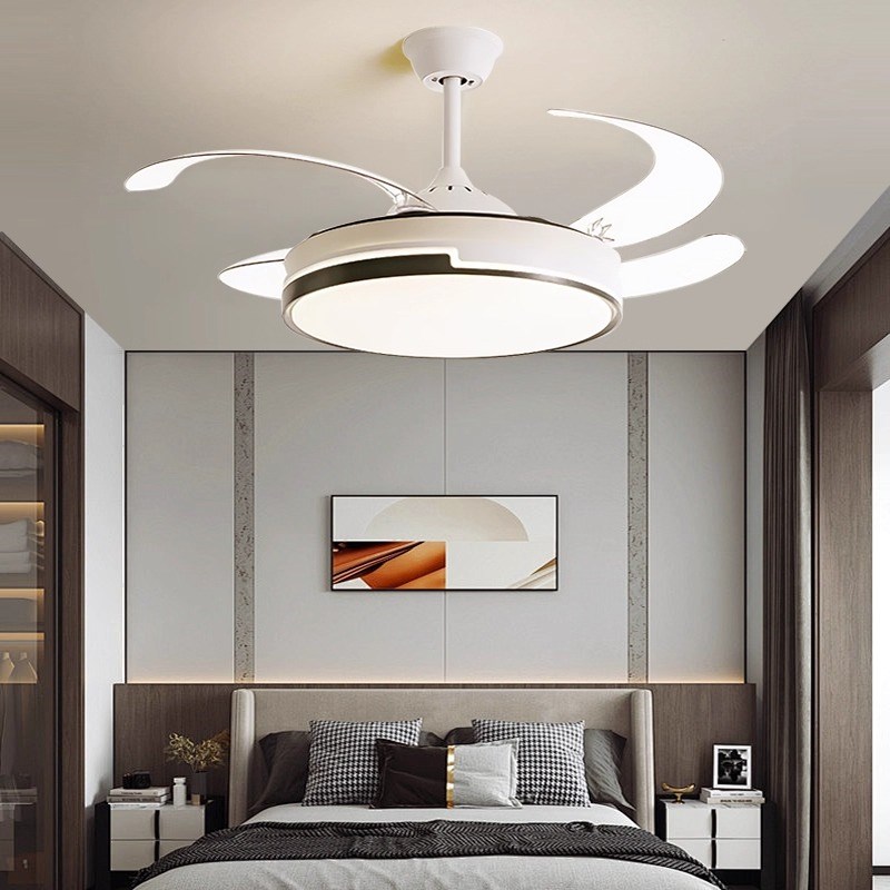 2025简约现代隐形风扇灯客厅卧室餐厅家用静音吸顶带电一体吊扇灯
