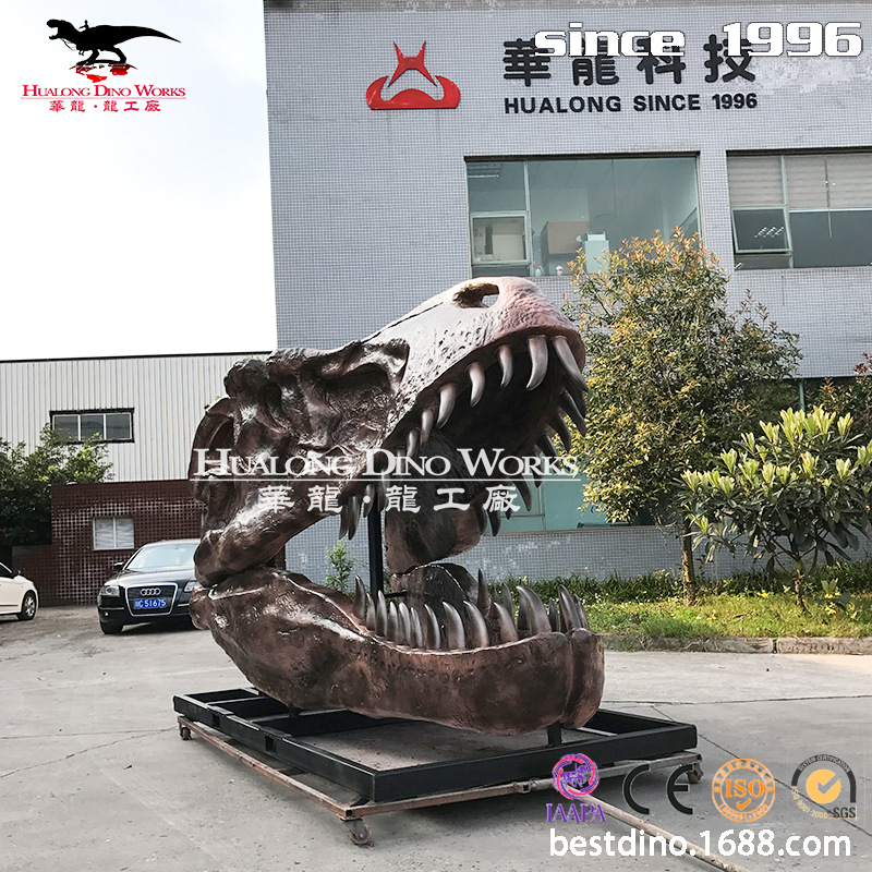 霸王龙头骨化石模型 玻璃钢材质 地质博物馆景区美陈引流研学模型
