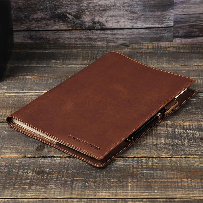 复古疯马皮真皮手账B5笔记本牛皮套记事日记本旅行日志商务带笔槽