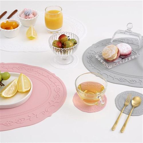 韩国PUKO食品级硅胶椭圆餐垫家用美观耐高温隔热垫复古高级可水洗