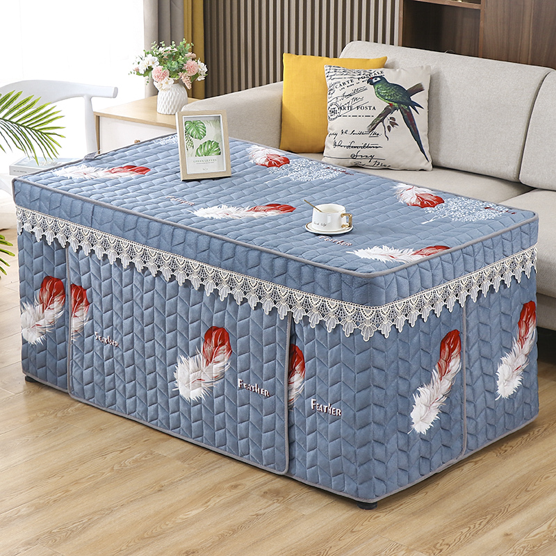 加厚电炉罩套冬季加绒烤火桌罩套简约长方形取暖茶几桌布罩烤火罩