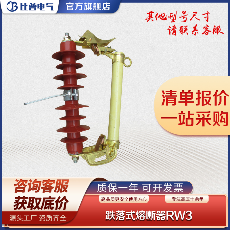 户外高压跌落式熔断器RW310/100200A令克保险熔管1012KV熔断器
