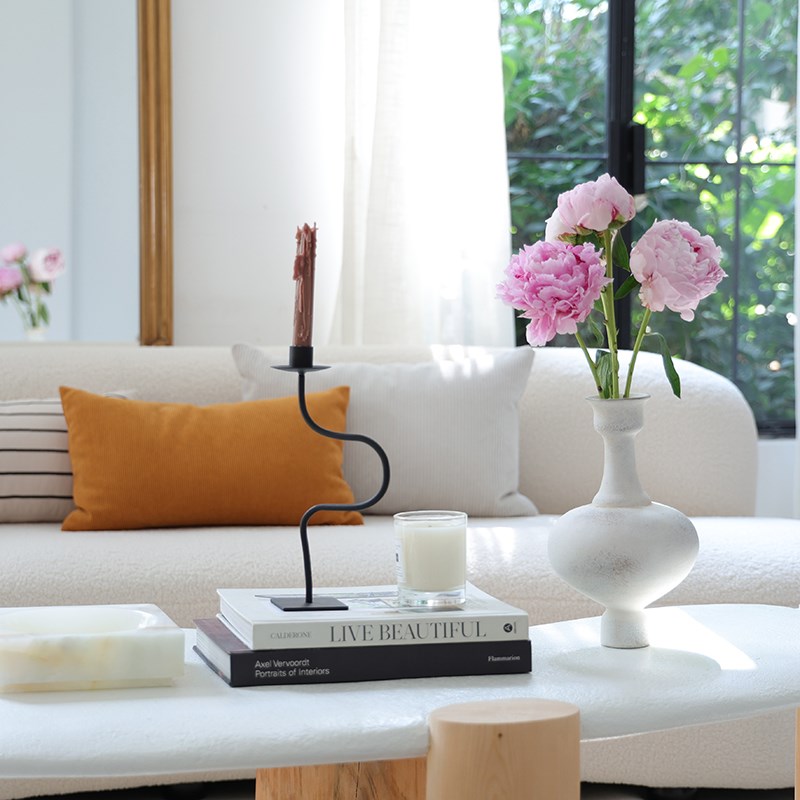 芥子法式简约黑色铁n艺术烛台中古风氛围感装饰摆件香薰蜡烛台底