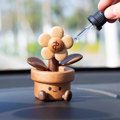 有钱花会动的香薰摆件解压实木质车载H家居扩香治愈送女生朋友礼