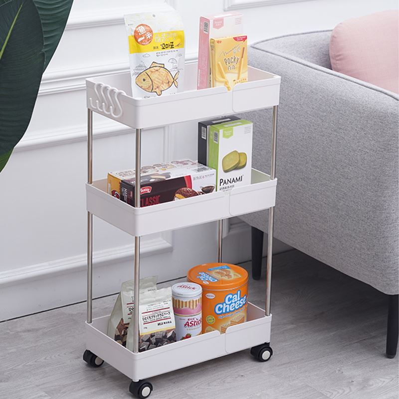 桌边置物架可移动小书架带轮小推车办公室收纳神器V桌下收纳置物
