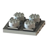 厂家现货edrowa 3R快速定位4头多工位卡盘D100CNC气动卡盘治具夹