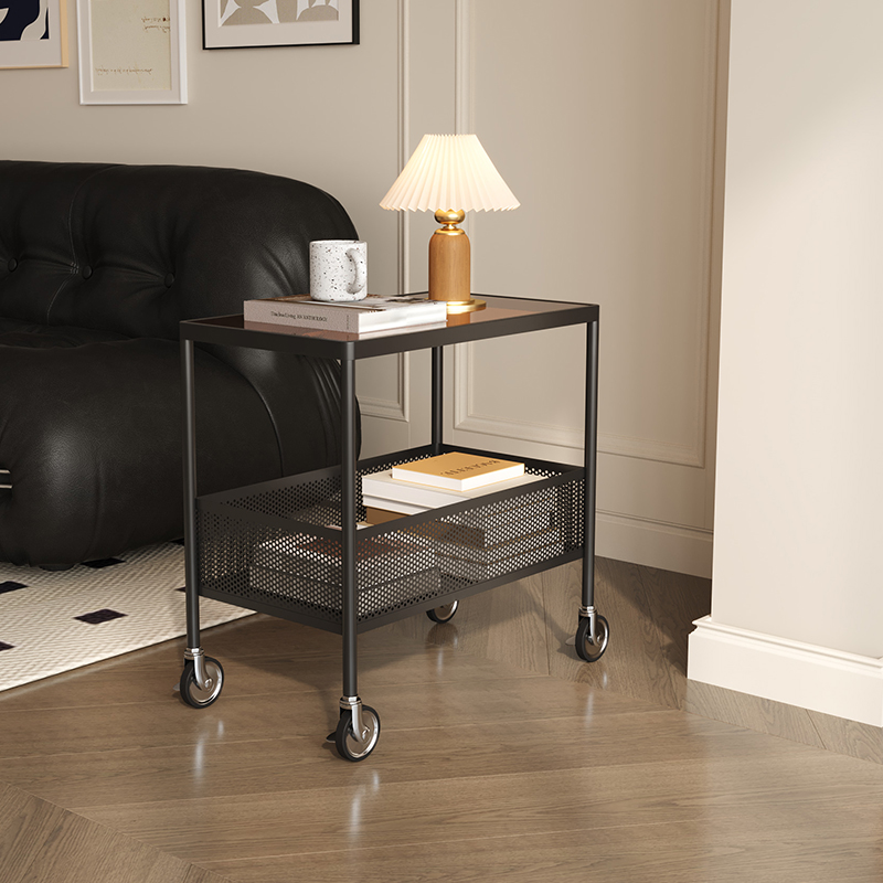 法式客厅可移g动沙发小边几网红家用阳台轻奢高级感带轮小推车茶