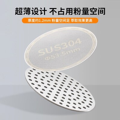 二次分水网51mm咖啡机手柄滤网烧结粉碗双层萃取过T滤片304不锈钢