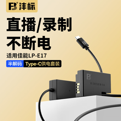 沣标LP-E17假电池适用佳能EOS R50v R50 R100 R8 RP R10 R1 750D M3 M5 M6 800D相机模拟电源Type-C供电口77D