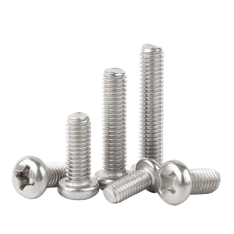 304不锈钢圆头螺丝盘头十字螺钉开关插座小机牙螺栓M2M4M5M6M10