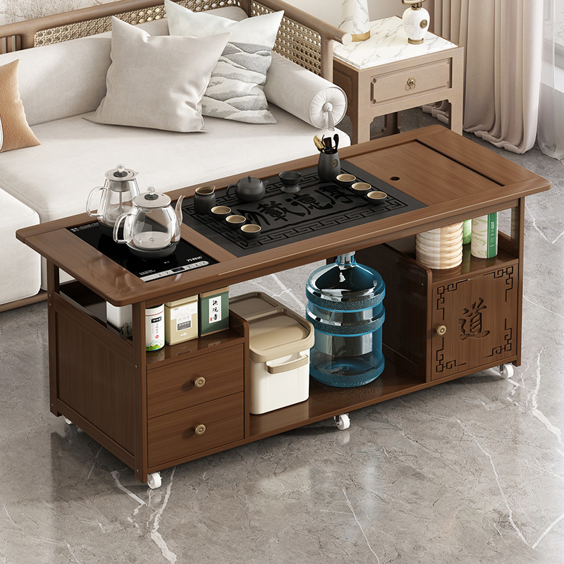 移动茶台b烧水壶一体阳台小茶桌椅组合家用茶水柜非实木茶车茶边