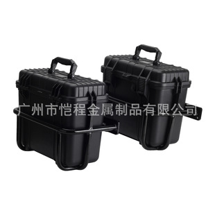 通用于摩托车ABS塑料大容量黑色工具箱侧边箱+边箱架带尾灯安装件