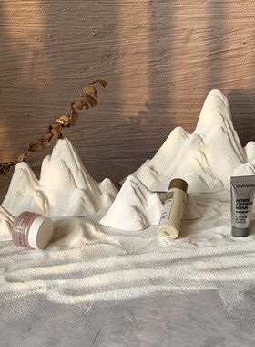 拍照道具中式雪山禅意假山中w国风微景观造景装饰摆件静物摄影摆