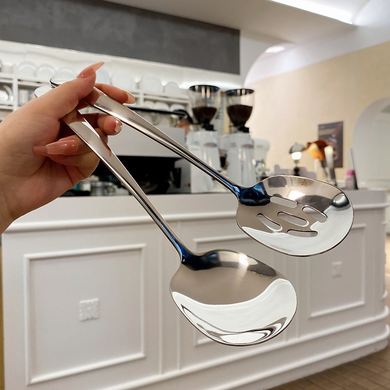 厚实坚固不变形~j304不锈钢分餐勺公用勺子家用汤勺漏勺分菜公勺