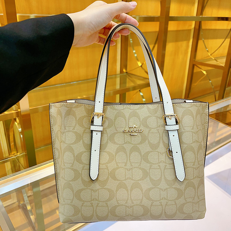 香港真皮女包2025新款老花枕头水桶包印花托特包高颜值腋下麻将包