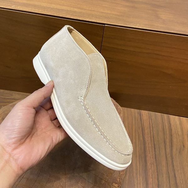 靴子一脚蹬懒人鞋高帮鞋女平底乐福鞋情侣款复古高及踝LP版