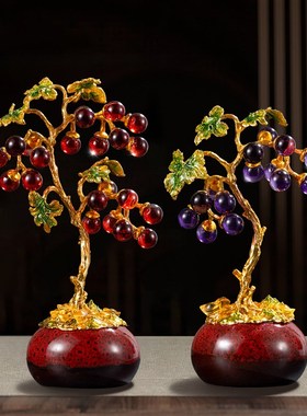 带来财富和宝藏葡萄钱树装饰品聚宝盆乔z迁开幕礼物新的中国风客
