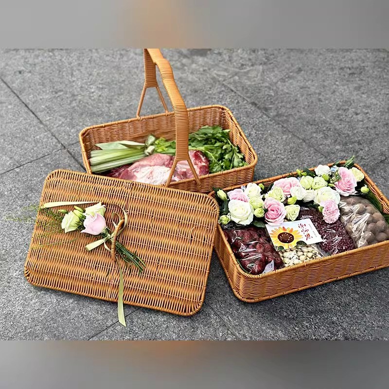 教师节礼物束h修六礼手提礼盒空盒送老师束修之礼竹编礼盒手提篮