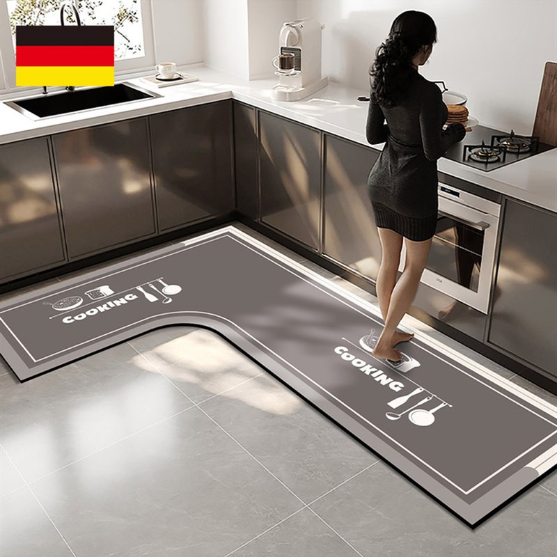 德国L形厨房地垫硅藻泥吸水吸z油防滑可擦免洗防油耐脏高级感地毯