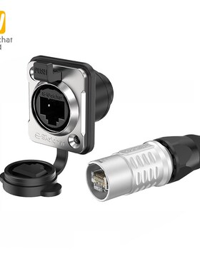 ER-raj45型金属黑色扣式180法兰双插款室外显示屏rj45网络对接