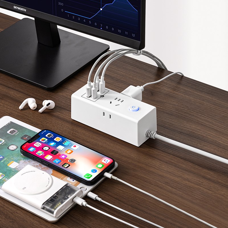 便携插座智能快充无线充电带USB排F插多功能插板插排多插孔接线板