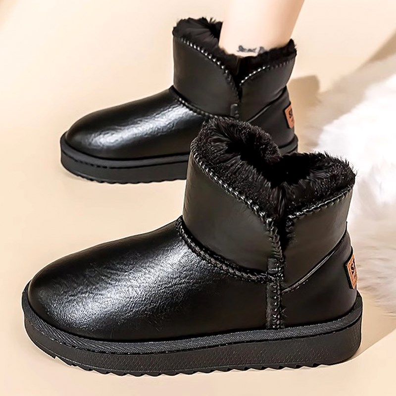 雪地靴女2024新款n冬季加绒加厚中筒女士棉鞋女款防滑防水皮面皮
