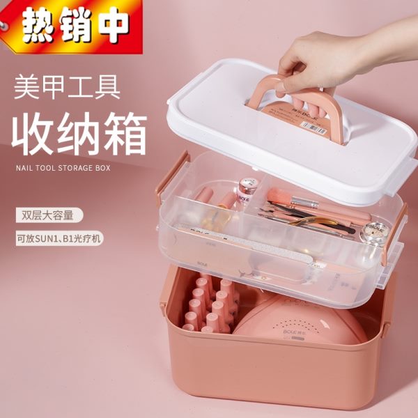 美甲工具箱可放饰品甲油胶光疗机专业大容量箱子收纳盒子美睫桌面