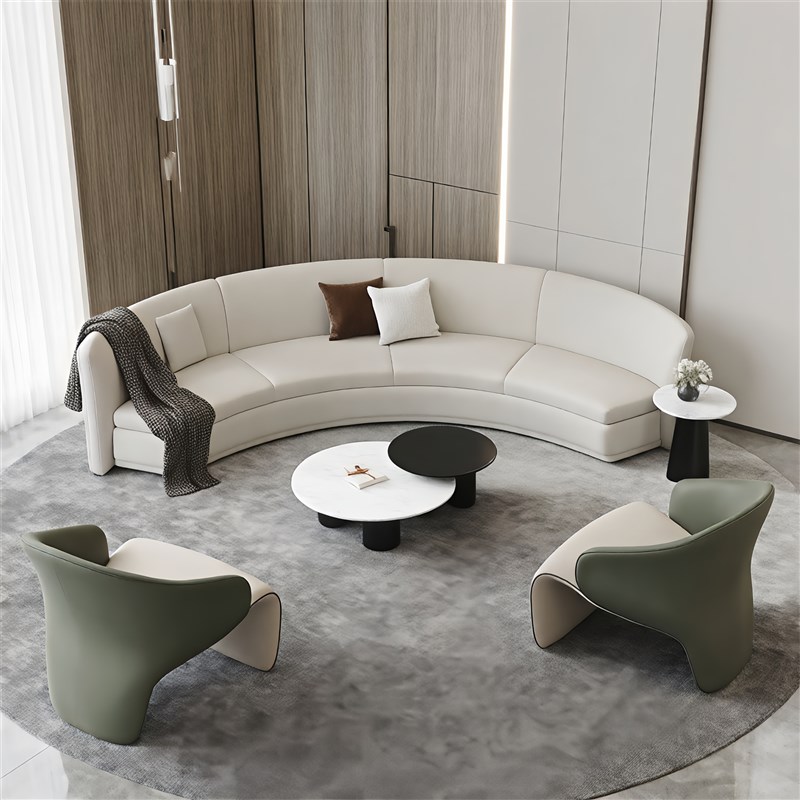 现代简约酒店大堂会客q洽谈沙发售楼处部美容院休息区接待弧形沙