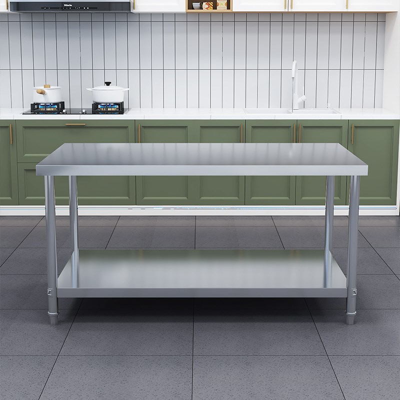 后厨操作b台双层不锈钢工作台饭店打荷台不锈钢桌子三层商用打包