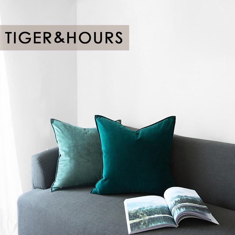 新款北欧纯色绒布靠枕简约现代沙发靠垫床上抱枕靠背垫方枕套